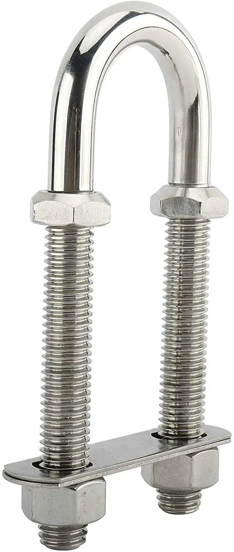 Two Pack Three Eighth Inch Stainless Steel Bow Eye U Bolt For Boat Tie Down Stern Attachment With Adjustable Nuts Heavy Duty