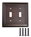 Double Toggle Light Switch Wall Plate In Oil Rubbed Bronze Set Of 2 Sturdy Zinc Alloy Cover Plates For Two Toggles Easy Screw In Mount