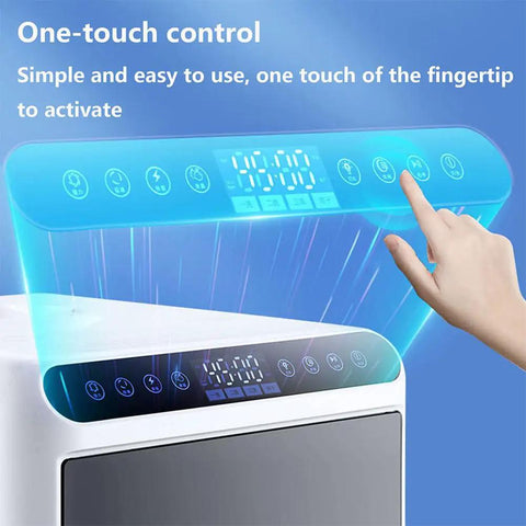 Compact Countertop Dishwasher With No Fuss Setup And Full Auto Dry control panel with digital display and touch buttons for easy operation.