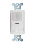 Dual Detection Occupancy Wall Switch With PDT Technology, PIR And Microphonics Sensor, Two Pole, White Finish, frontal view