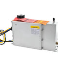 Heavy Duty Electric Over Hydraulic Marine Grade Trailer Brake Actuator 1600 Psi side view showing connectors and caution labels.