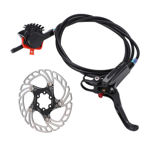 Front And Rear Disc Brake Kit For Road And Mountain Bikes Featuring Rapid Cooling Rotors And Dependable Stopping Power Built To Rip Trails And Shred Daily Rides In Matte Black, includes brake lever and rotor.