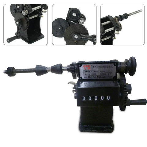 Manual Dual Purpose Coil Winding Machine With Mechanical Counter 0 To 99999 US Stock Rugged Steel Gears Ergonomic Handle Ready To Roll For Transformers Motors And Hobby Coils Precise User Friendly, cast iron frame, 0-99999 counter