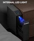 Lightning Fast Biometric Gun Safe For Bedside Handgun Storage Featuring Quick Draw Sliding Door Design And Foolproof Fingerprint Scanner For Super Secure Home Defense Setup with internal LED light