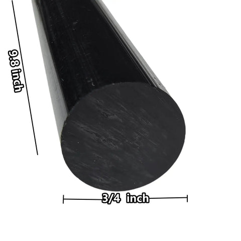 2-Pack POM-C Acetal Copolymer Round Rods Three-Quarters Inch Diameter, 10 Inch Length, Go-To High-Strength Engineering Plastic For Gears Bearings And Bushings, Non-Marring Fixture Material, Low Friction Wear-Resistant, Opaque White And Black, black 3/4 in rod, 10 in long