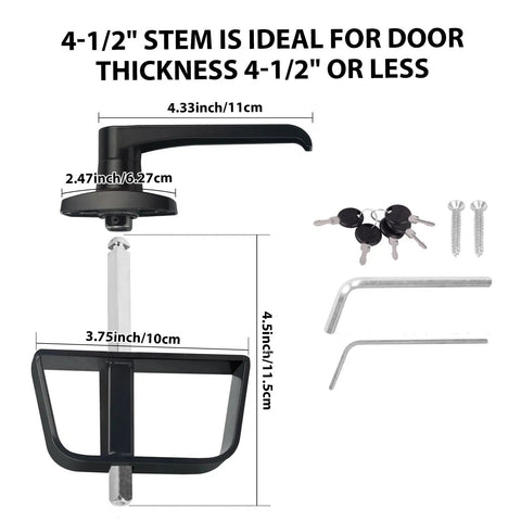 Heavy Duty Shed Door L Handle Lock Kit Featuring Four Matching Keys And A Dead Nuts Four Point Five Inch Stem For Smooth Install On Playhouses Chicken Coops Camper Rv And Garage Doors In Satin Black