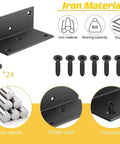 Heavy Duty 4 Inch L Shaped Right Angle Bracket With Screws 6 Hole Mounting 3 Millimeter Thick Black Metal Corner Brace