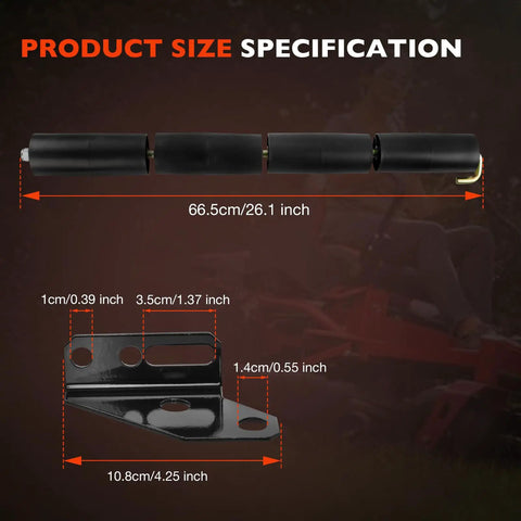 Illustration showing dimensions of Premium Lawn Striping Kit For 50 Inch 54 Inch And 60 Inch Zero Turn Mowers Compatible With Cub Cadet Ultima Series And Troy Bilt Mustang Z Models OEM Quality That Delivers Slick Stripe Lines For A Pro Look On Your Lawn components.