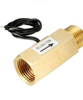 G1/2 Hall Effect Water Flow Sensor And Flow Meter For 1.2-12 L/min, Brass Body, Waterproof Design, Stainless Steel Shaft, shown from angle