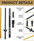 Product details of Heavy Duty 48 Inch Yard Stake Set For Outdoor Lawn Signs, Metal Sign Holders showing various components.