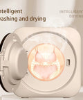3.5 Liter Wall Mounted Mini Washing And Drying Machine Automatic Tumble Cycle Low Noise Portable Design showing lingerie inside the drum.