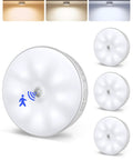 4 Pack Motion Sensor Closet Lights USB C Rechargeable Puck Lights For Under Cabinet And Stairs Dimmable 1200mAh Battery Magnetic Stick On Night Lights With 3 Color Temperatures