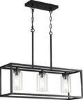6 Light Dining Room Fixture In Black Modern Farmhouse Industrial Chandelier Rectangular Pendant Lighting