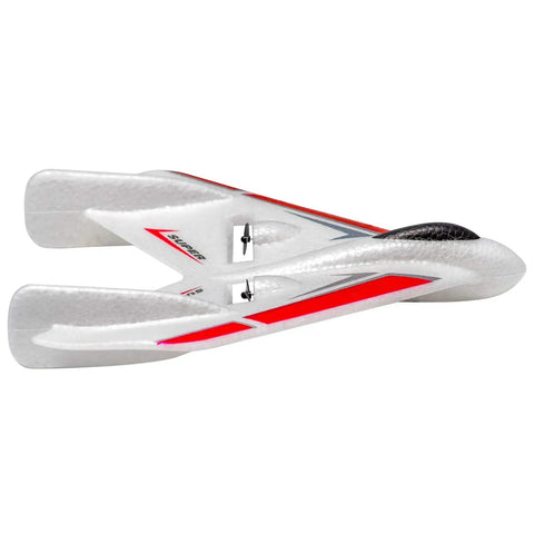 2.4GHz Ready To Fly RC Plane For Beginners With 3-Axis Gyro Auto Stabilization indoor outdoor flight, top view close-up