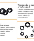 Displayed are 635Pcs Internal Tooth Star Lock Washers Set For M3 Through M12 Quick On Push On Locking Washers Steel Black Oxide Finish