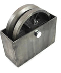 Heavy duty v groove gate wheel in steel box, 6 inch