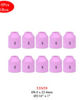 Premium 53N59 TIG Alumina Nozzles 5/16 Inch By 1 Inch Compact Fit WP9 WP20 WP50 Welding Torch set of 10 in pink.