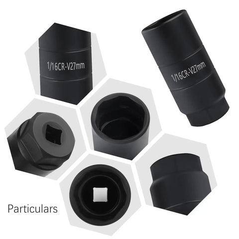 Pro Grade Oil Pressure Sensor Socket For Three Eighths Inch Drive Or One And One Eighth Inch Hex Wrench No Fuss Quick Swap For Removing And Installing Oil Sending Unit Heavy Duty Chrome Molybdenum Steel Black Finish shown from multiple angles