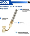 Double Flame Hand Torch With 3600 F Heat, Propane MAPP Gas Torch for Welding, soldering and plumbing with brass valve