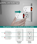 Grounded Wall Tap Outlet Adapter 4 Pack With Red Indicator On Off Switch ETL Listed inserted into standard outlet