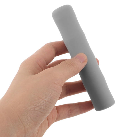 Hand holding grey silicone handle from Must Have Two Pack Silicone Ice Cream Maker Handle Covers And Dustproof Lids Set
