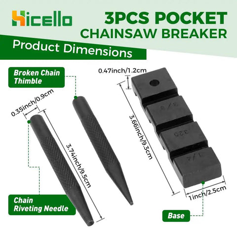Pocket Chainsaw Repair Kit With 3 Piece Breaker Set And 10 Pro Grade 0.325 Inch Chain Joiners Link Repair Presets Straps