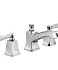 Conway Chrome Two Handle Widespread Bathroom Sink Faucet With Valve Included, Durable Metal Construction, Mirror Like Finish