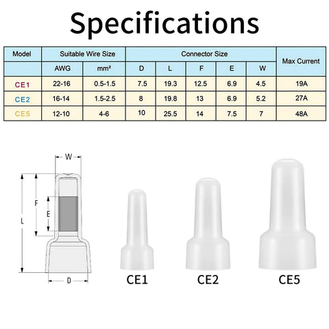 woshilaoDS 250 pcs closed-end nylon insulated crimp connectors kit with CE1, CE2 and CE5 for 22-16 to 12-10 AWG