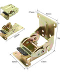 Badass Stability Adjustable Folding Hinge Lock Extension Support with Self Locking Mechanism for table legs, 54mm x 73mm, gold finish.