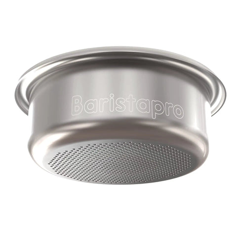 Bottom view of Ridgeless 58mm Espresso Basket Filter 18 Gram Nanotech NanoQuartz Nonstick Coating For Baristapro Fits Most 58mm Portafilters