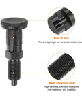 Heavy Duty Ball Nose Spring Plunger M10x1 Thread Self Locking Index Pin For Industrial Jobs Carbon Steel with locking nuts.