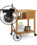 Three Eighths Inch 16 UNC Threaded Stem Rubber Caster Wheels With Brakes And Locks installed on wooden kitchen cart