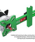 4 In 1 Router Milling Groove Bracket Pro Grade Cabinet Hardware Jig And Woodworking Cutting Tool With Adjustable Router Circle Cutting Guide For Precise Hole Drilling Base Not Included, green aluminum jig on router