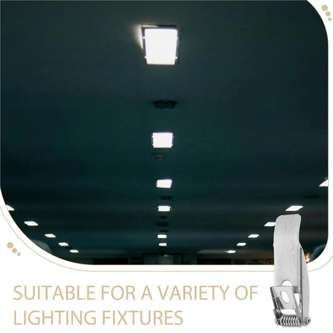 40 Pcs Downlight Spring Clips for LED Recessed Lighting Retention Clamps shown with recessed lights in ceiling.