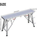 Heavy Duty Portable Scaffolding And Adjustable Work Platform With Rock Solid Stability and Zero Sweat Folding Setup, 160cm long.