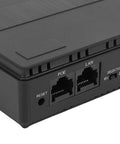 Dont Stress Over Power Outages With This Compact Mini Ups Backup Power Supply Packing 8800mah Capacity And 18w Output To Keep Routers Modems And Security Cameras Running Smoothly, close-up view of ports and connectors.