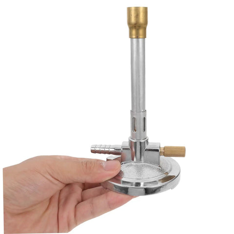 Portable Propane Burner Kit For Outdoor Heating And Cooking, Safe Bunsen-Style Gas Burner With Regulator shown in a hand