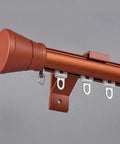 7.2 Ft Heavy Duty Single Track Wall Mounted Sliding Barn Door Hardware Kit Featuring Smooth As Butter Silent Rollers And Foolproof Mounting Screws For Slick Room Divider Upgrades, close-up of orange track with rollers.