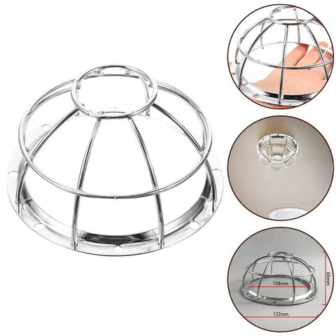 Heavy Duty Iron Smoke Detector Cover With Reinforced Mesh For Maximum Room Security Universal Fit showing silver mesh design and dimensions.