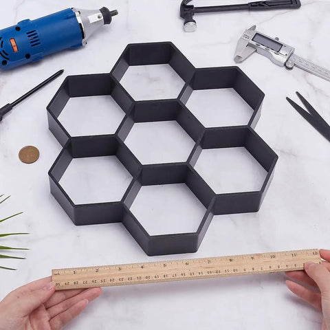 Hexagon Concrete Molds 2 Pack Black Stepping Stone Forms For Paver Projects DIY No Mess Garden Patio Path Plastic Concrete Molds