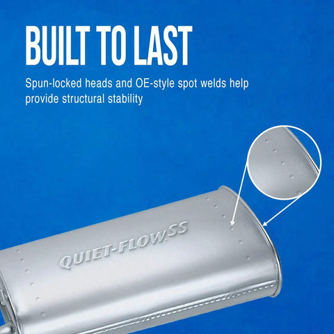 Exhaust Muffler For Chevrolet Equinox 2010 2017 And Newer Models Stainless Steel With Spun Locked Heads Label Close-up