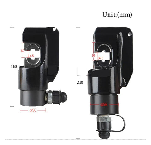 High Capacity 12 Ton Hydraulic Crimping Tool Set With Interchangeable Dies For Hose And Cable Lugs Up To 300mm2, close-up of head design.