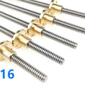 T16 Trapezoidal Lead Screw With Copper Nut And 304 Stainless Rod For 3D Printer Replacement 16mm Diameter 4mm Pitch 10mm Lead Durable Workhorse Wear Resistant Available In 100mm To 1000mm Lengths, T16 lead screws with copper nuts