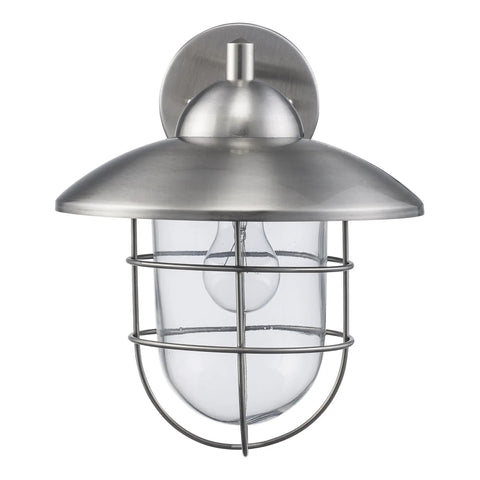 Gull Style Outdoor Wall Lantern 12 Inch in Steel Finish Weatherproof with glass and steel design