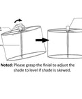 Diagram showing finial adjustment on Farmhouse Table Lamps With USB Ports And AC Outlet 3 Way Dimmable Touch Control Nightstand Set