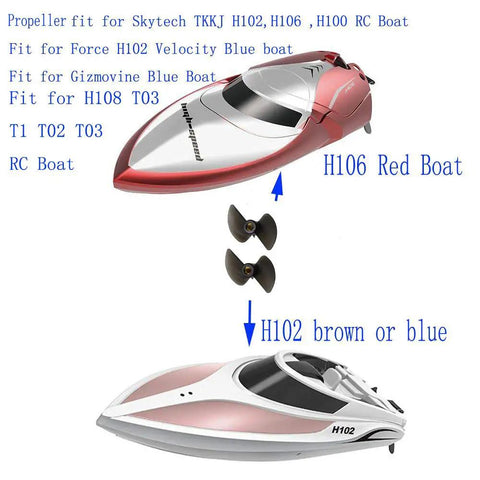 RC boats with TWO Pack H102 RC Boat Propeller Set With 2.4mm Locknuts For H100 H102 H106 H108 H120 Models Replacement Propellers