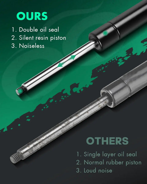 Comparison of hood struts, showing double oil seal of Front Hood Struts For Toyota Camry 2007 2008 2009 2010 2011 Gas Springs Lift Support