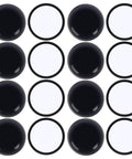 16 Pack Furniture Sliders 1.5 Inch Black Heavy Duty Glide Mats For Carpet And Hardwood Floors, round sliders in a grid.