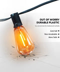 Multicolor Outdoor String Lights 100Ft LED Patio Lights With 55 Shatterproof Edison Bulbs Rainbow Colors For Patio Bistro Christmas Party Decor And Cozy Ambient Vibes shatterproof bulb feature