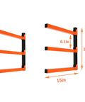 Beefy Heavy Duty Lumber Storage Wall Rack Set With 3 Level Wood Organizer Mount, dimensions shown 15in x 17in x 6.1in